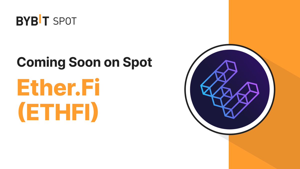 🌟 Breaking News: The $ETHFI Token Splash is coming to Bybit! 🚀 #Bybit is  soon launching the $ETHFI token with a generous prize pool of 100,000  $ETHFI on #BybitSpot with @ether_fi Stay