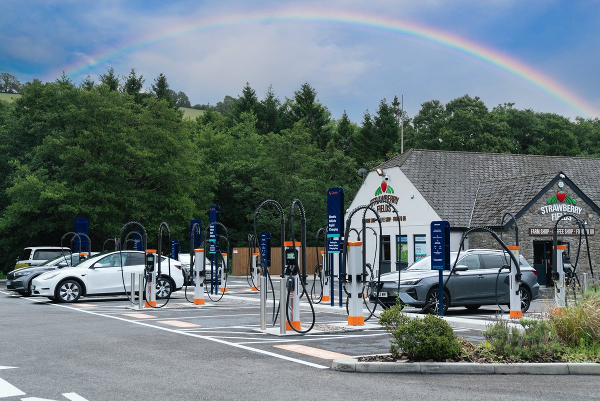 🌈 Happy St. Patrick's Day! 🍀 Forget the pot of gold, discover an Osprey charging hub at the end of the rainbow! Use the Osprey app to find charging magic and power your journey. 🚗💚