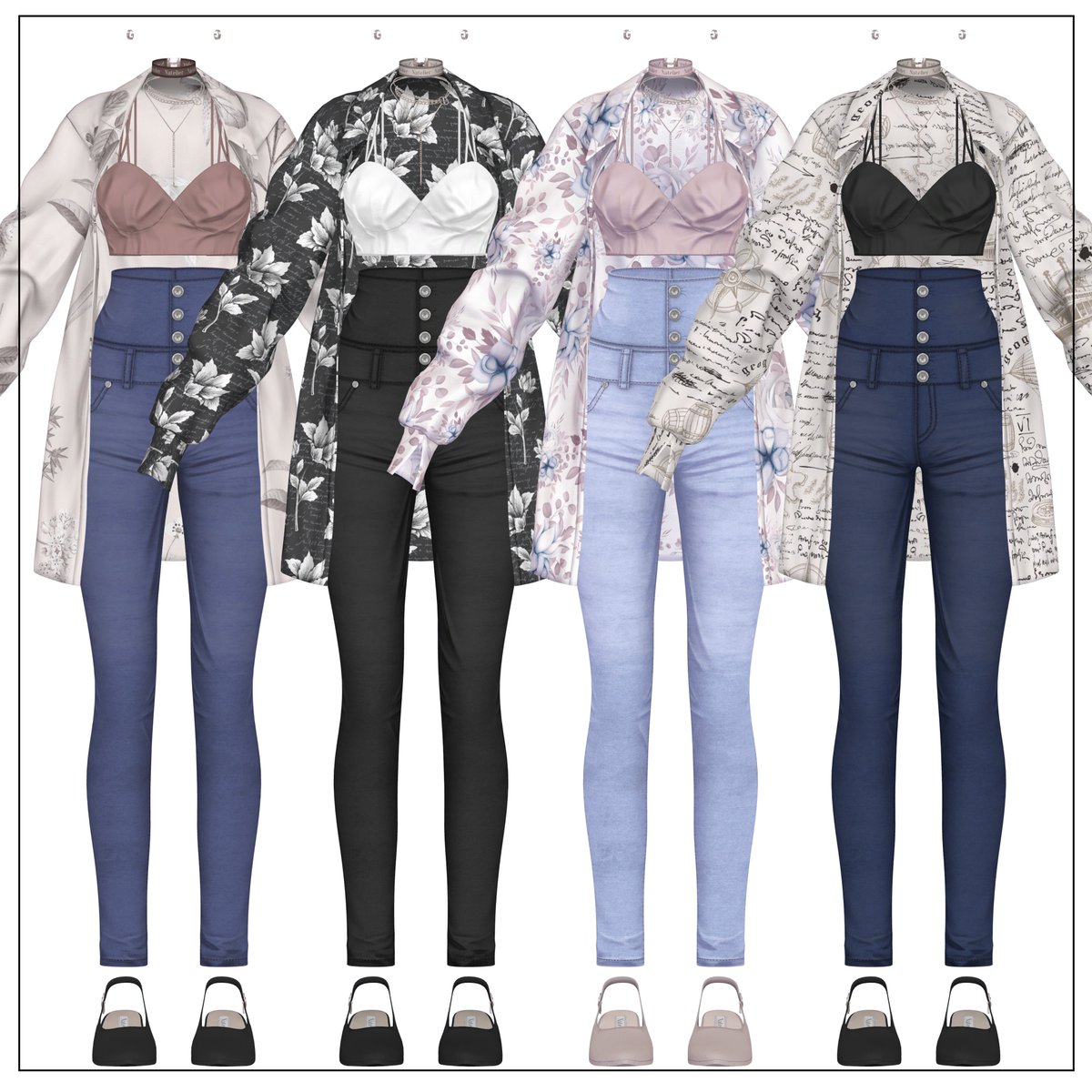 natori3dcg's tweet photo. 新作販売前のプレゼント企画です！
Natelier #ナトリエ から今週発売の衣装を抽選で5名の方にお送りします🎁
多様な柄シャツとウエスト丈が2Wayのスキニージーンズのコーディネートです👖

条件
・本アカウント(@natori3dcg)をフォロー
・本投稿をリポスト(RT)

応募期限：販売準備ができ���まで

発売日：今週中

対応アバター
森羅/マヌカ/萌/桔梗/ラシューシャ/瑞希/他未定
（リクエストにはお応えできないですごめんなさい）