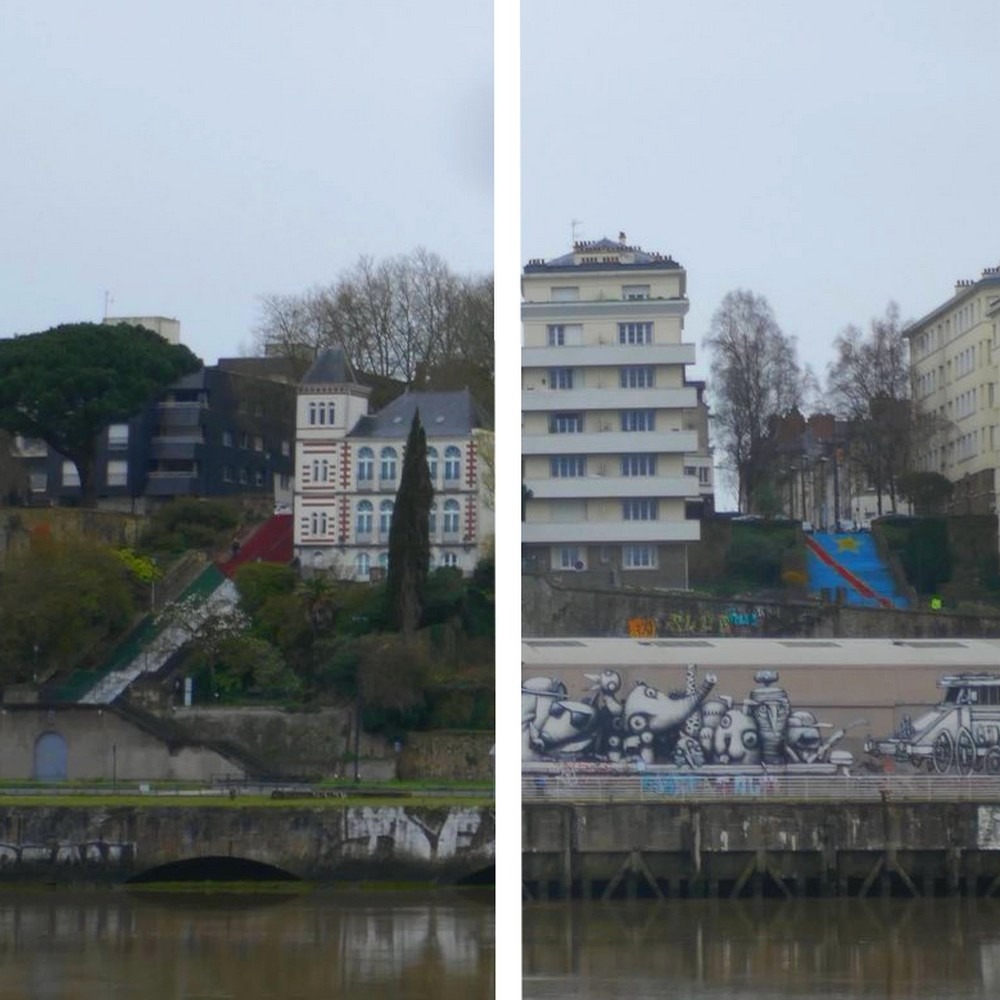 ContreAttaque_'s tweet photo. 🇨🇩 #NANTES : UN ESCALIER REND HOMMAGE AU PEUPLE CONGOLAIS

Après l'escalier géant de la Butte Sainte-Anne à Nantes, peint aux couleurs de la Palestine, une nouvelle démonstration de solidarité internationale vient d’apparaître dans le même quartier. 1/2 ⤵️ https://t.co/cdDCBE9RfU