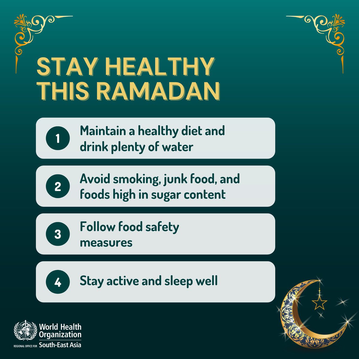 Ramadan Mubarak 🌙 ✨ Here are 4 steps towards better health during the Holy Month 🤍