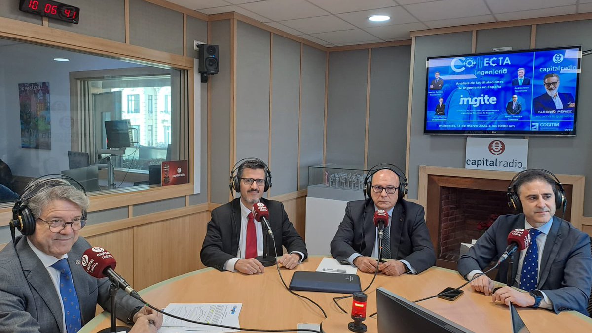 ConsejoMinas's tweet image. Esta semana, nuestro presidente José Luis Leandro, junto con miembros de la Comisión Ejecutiva de @INGITE_ES, asistieron al programa #ConectaIngenieria de @CAPITALRADIOB para participar en un Coloquio sobre “Análisis de los Estudios de #Ingeniería en España”