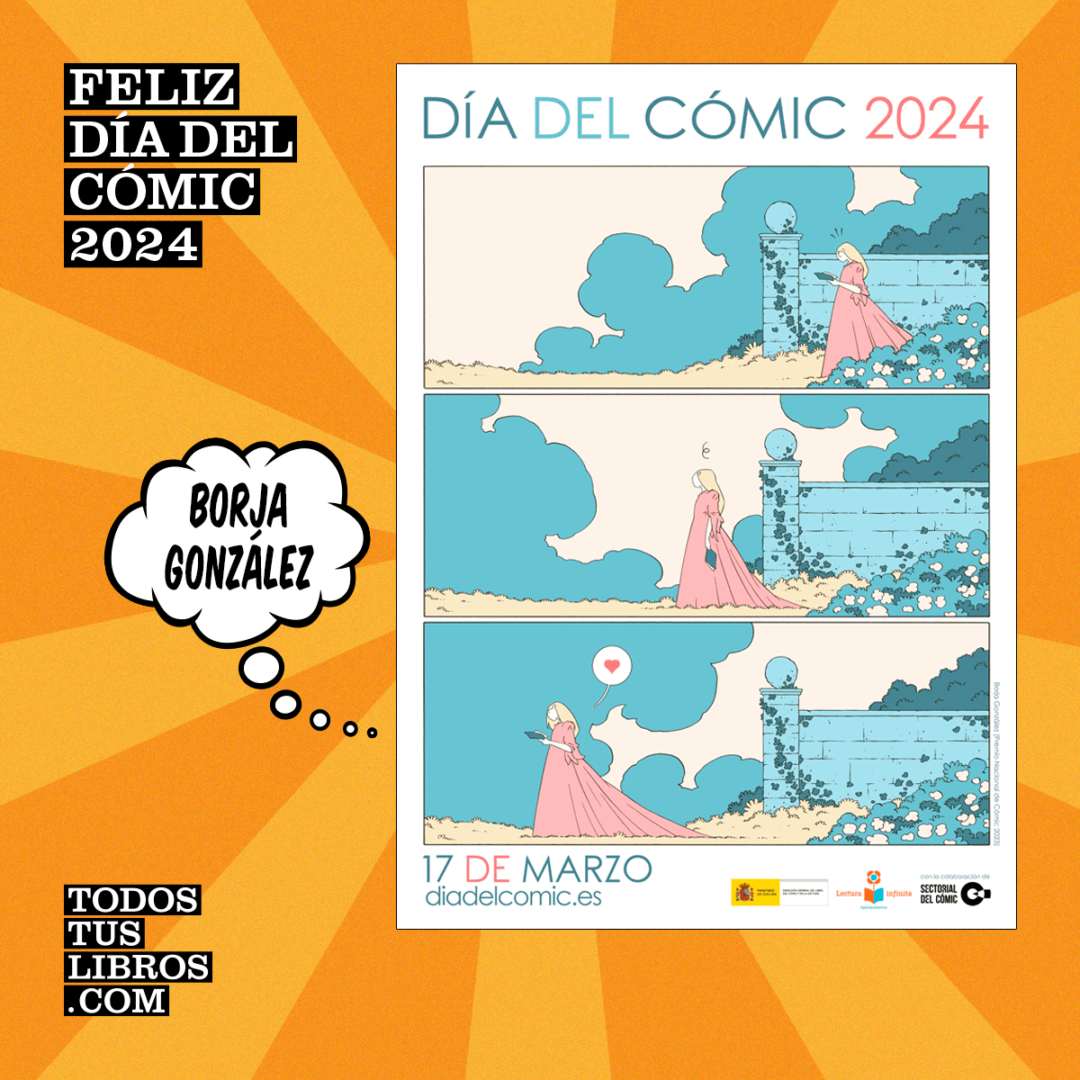 💥 ¡Feliz #DíaDelCómic 2024! El cartel de este año lo ha realizado el ilustrador e historietista Borja González @borgonhoy, galardonado con el Premio Nacional del Cómic 2023 por su fantástica obra ‘Grito nocturno’. #DiadelComicydelTebeo #comic