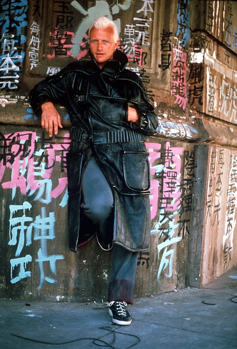 Rutger Hauer on the set of Blade Runner
