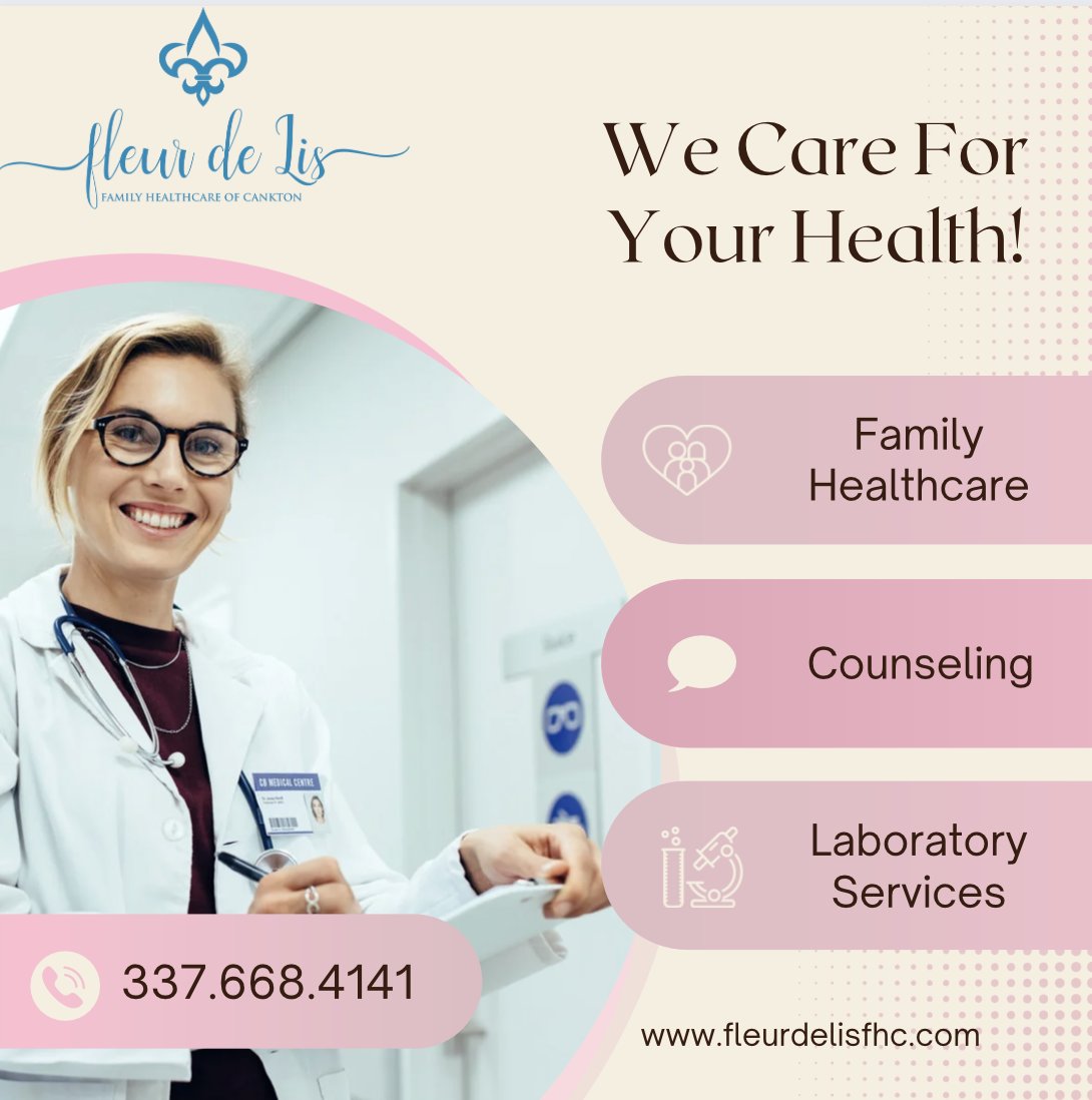 Whether you need a physical and checkup, treatment for a cold, to immunizations and exams, you can get prompt and personalized service at our family healthcare clinic.

#RuralHealth #PatientCare #Family #Health #Healthcareforall #nursepractitioner #FleurDeLisFHC #RHC