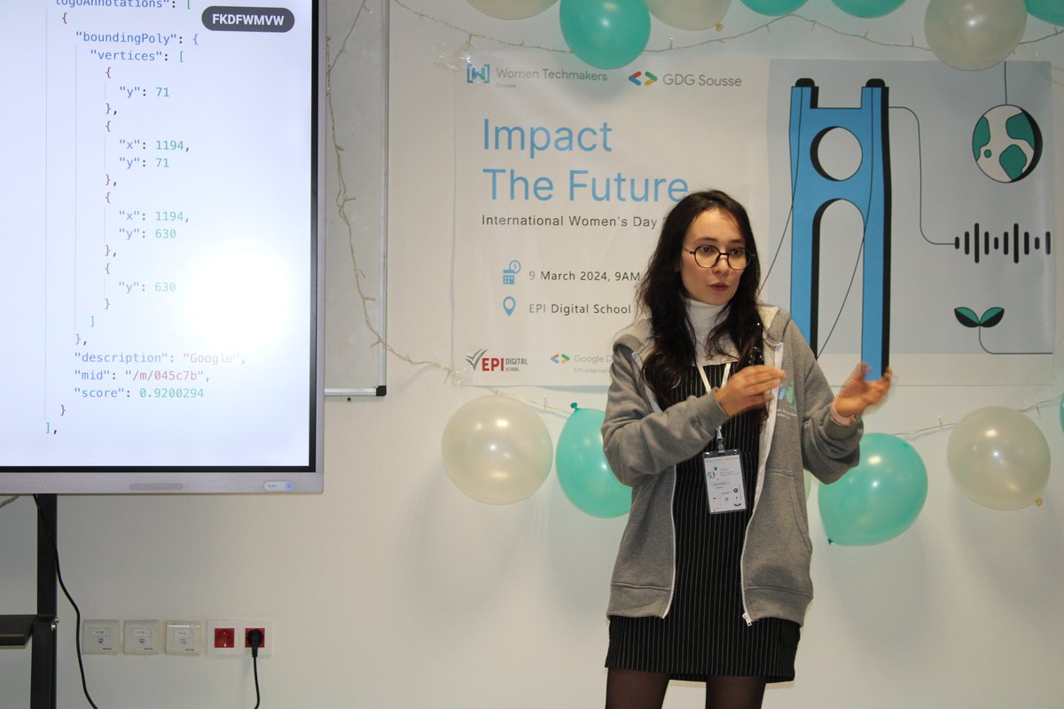 hattab_ikram's tweet image. I had an unforgettable experience at the International Women&apos;s Day event organized by our @wtm_sousse community. I had the pleasure of presenting my talk, &quot;Exploring the Google Cloud Vision API&quot;.

#WomenInTech #GoogleCloudVisionAPI #IWD2024 #Empowerment #Innovation