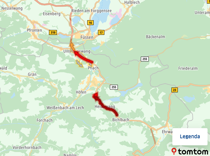 ANWBeuropa's tweet photo. File op de #Fernpas in #Oostenrijk, de #B179. Lermoos ► Füssen +30 min. https://t.co/45blLdvDgi