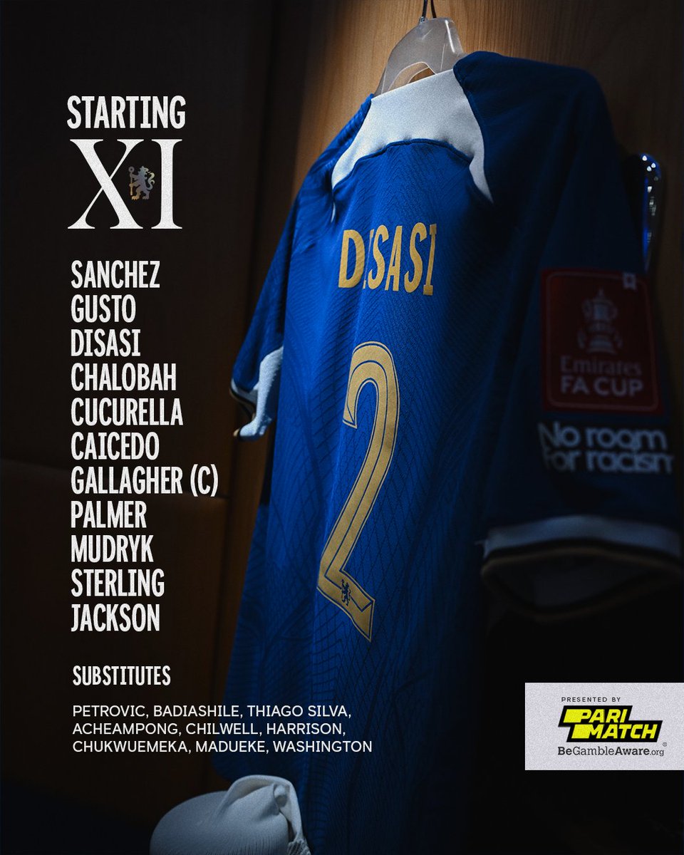ChelseaFC's tweet photo. Chelsea's starting XI: confirmed. ✅

@ParimatchUK | #CFC | #EmiratesFACup https://t.co/yTRvM6zUMD