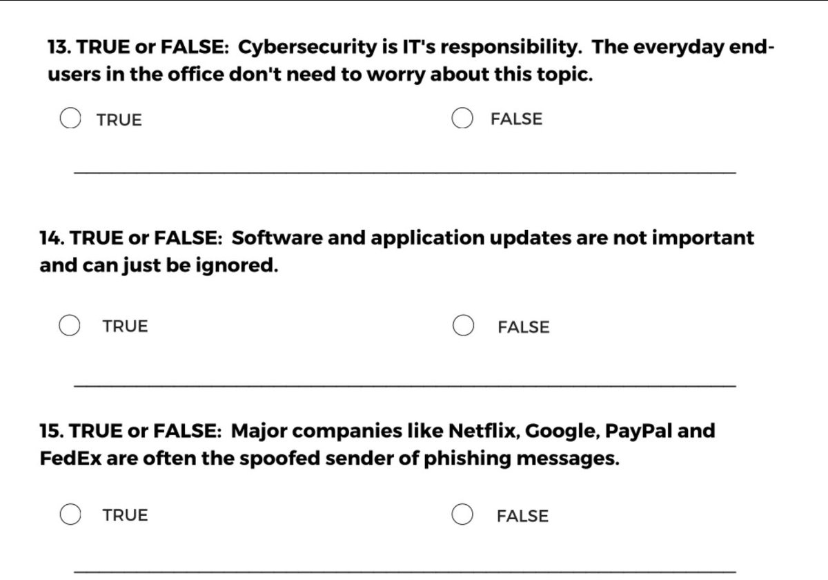 Test Your Cyber Security IQ.
Attempt Genuinely & Check the Answers using ChatGPT / Gemini / Co-Pilot 

#CyberSecurityQuiz #SecurityAwareness #InfoSec #CyberIQ #DataProtection #OnlineSafety #CyberAwareness #SecurityQuiz #TechSecurity #ITSecurity #CyberEducation #DigitalSafety