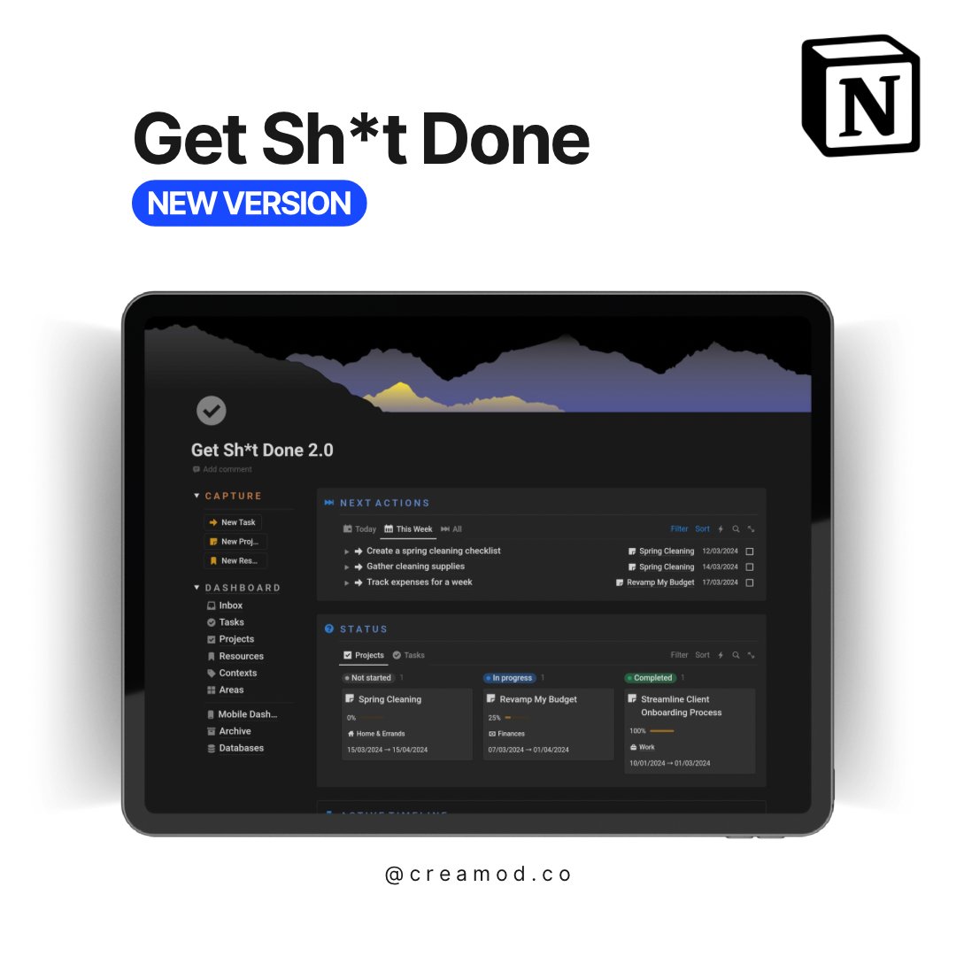 🚨GIVEAWAY🚨 Want to get my Get Sh*t Done 2.0 @NotionHQ template, that’s worth $29, for FREE? All you have to do is: • RT & Like • Reply with ☑️ • Follow me so I can DM you You have 24h.