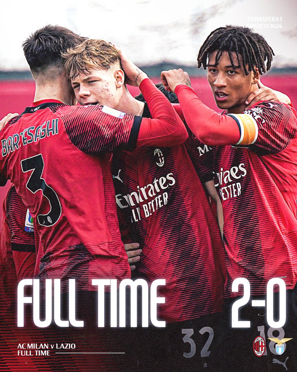 ACMilanInsideit's tweet photo. 👏🏻 Vittoria importantissima per l'@acmilanyouth di Mister Abate che batte 2-0 la #Lazio con gol di #Simmelhack e il capitano Kevin #Zeroli.
3 punti che valgono oro vista la momentanea situazione di classifica del #Milan. Bravissimi ragazzi! ❤️🖤 https://t.co/z2aM9vZkc5
