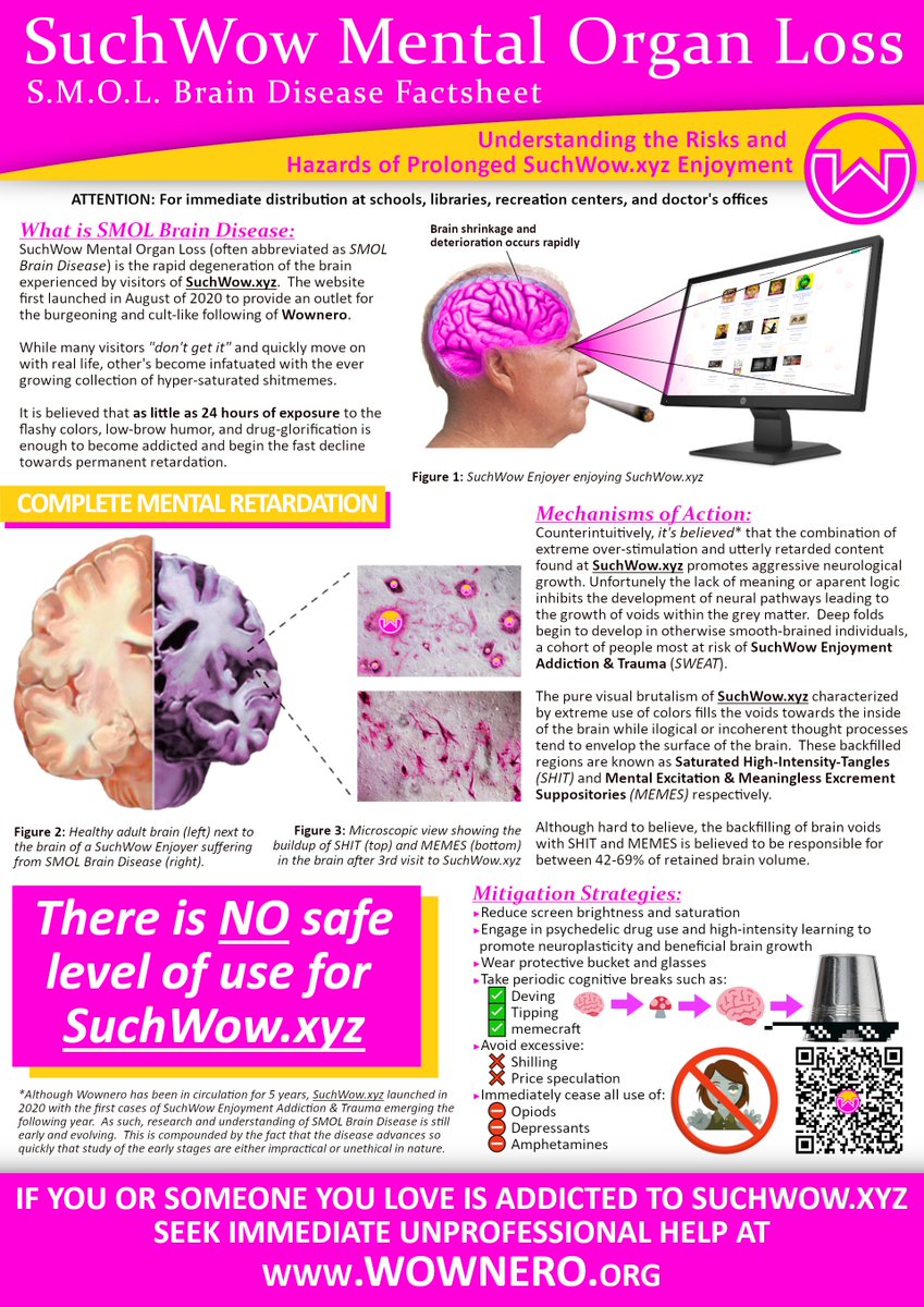 W0wn3r0's tweet photo. Do you or a loved one have SMOL brain disease? If so please seek immediate unprofessional help at https://t.co/I9suINtrEm and avoid further buildup of SHIT and MEMES by ceasing any interactions with https://t.co/fUz0BSlYC9 https://t.co/Ju7qPdIP1r
