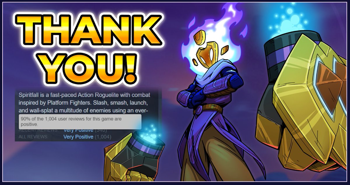 gentlegiantgms's tweet photo. Spiritfall just passed an incredible milestone of 1,000 Reviews on Steam! Thank you for an amazing launch, and a big shoutout to our Early Access players who made this all possible. https://t.co/rKb0sW5iXn