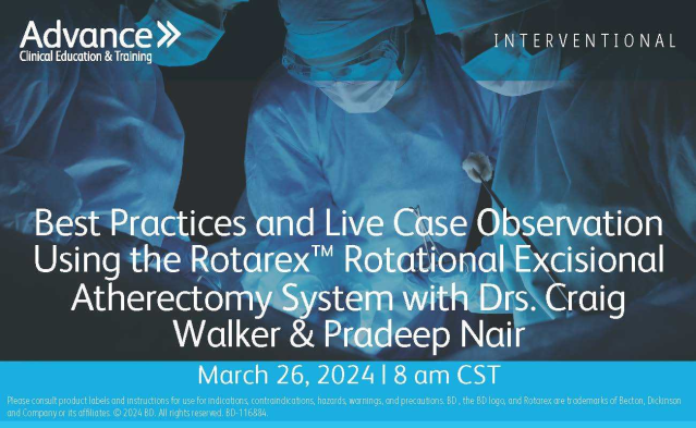 RobertViers1's tweet photo. BD Advance is hosting a Live Case Observation using the Rotarex™ Rotational Excisional Atherectomy System on March 26th at 8:00 am CST. Register here: https://t.co/lLP7lnfrpP #BDemployee https://t.co/ol2Rp9nva1 https://t.co/TRmgUh7Hux