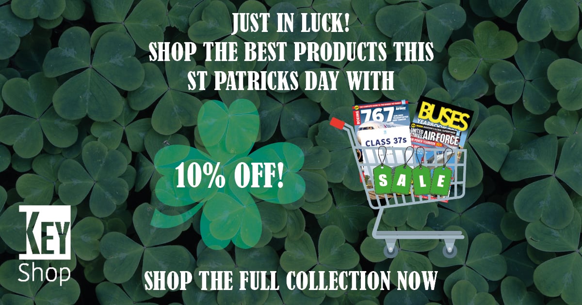 JUST IN LUCK! SHOP THE BEST PRODUCTS THIS ST PATRICKS DAY WITH 10% OFF!* From commercial, military, and historic aviation there's something for everyone this St Patrick's Day. Use the code GREEN10 at checkout. Click the link to shop: hubs.ly/Q02pCKvz0