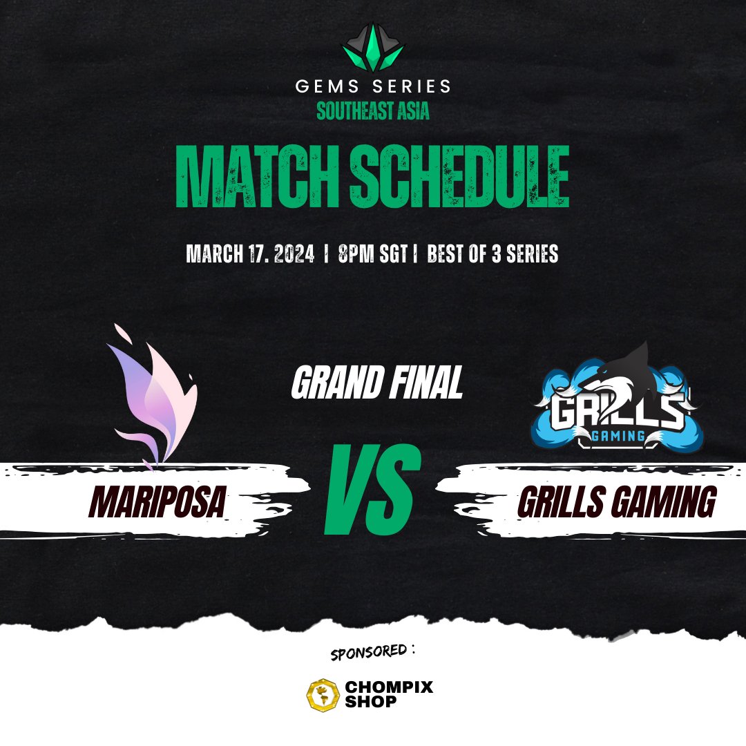 🟣 LIVE!

🏆 GEMS Series - Grand Finals
⚔️ 🇹🇭 Mariposa vs. 🇲🇾 Grills Gaming

💭 Who's your pick for the champion? Let us know! 

#Dota2 #Esports #SEADota