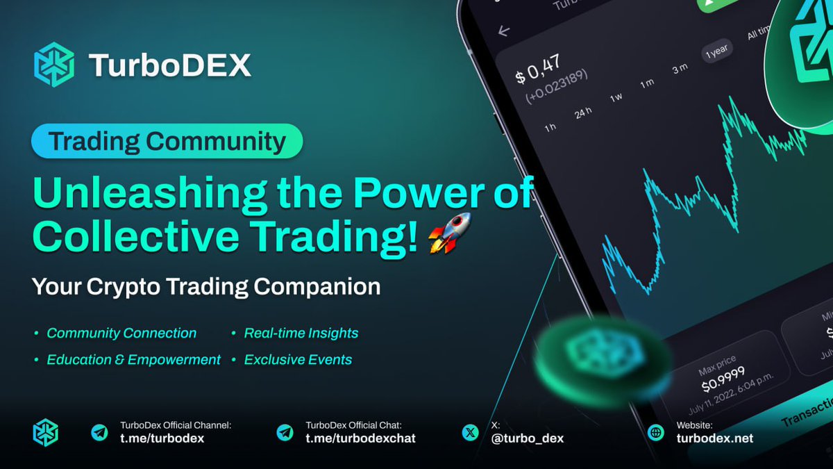 turbo_dex's tweet photo. π Elevate your trading journey with TurboDEX Trading Community! ππ‘
π Real-time Insights
π€ Connect & Collaborate
π Education & Empowerment
π Exclusive Events
π Diverse & Inclusive
Join the community where trading becomes a shared journey! ππ
#TurboDEX #DEX #AI #Trading #Crypto #CryptoNew #TurboDEXAirdrop #Airdrop #Giveaway #Cryptocurency