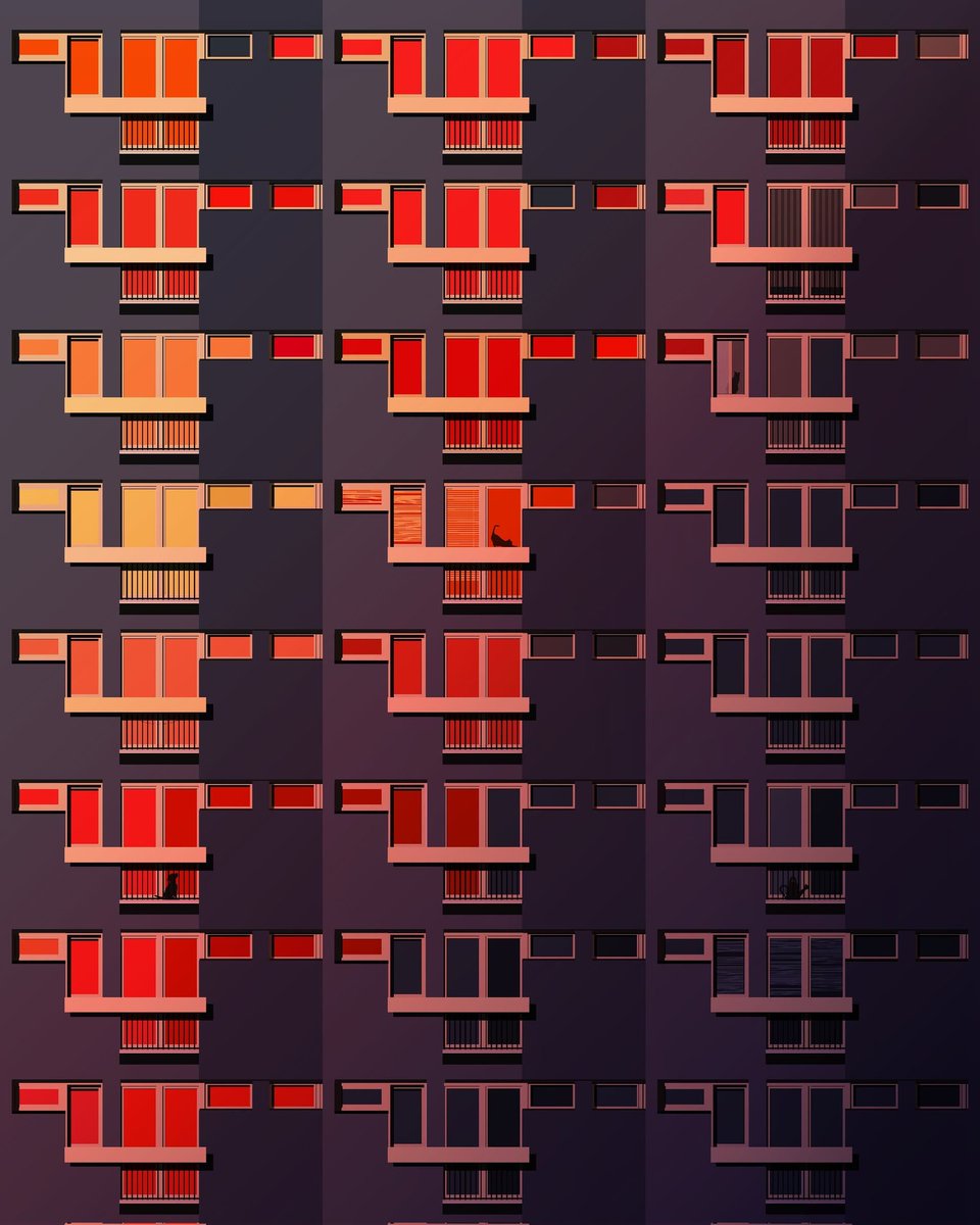 JustynaWiesek's tweet photo. Wieczór w wielkiej płycie / Tower Block at Sunset
#digitalart #warsaw #warszawa #citylights #sunset #modernism #comunism #architecture #towerblock https://t.co/qpcDRqQn8w