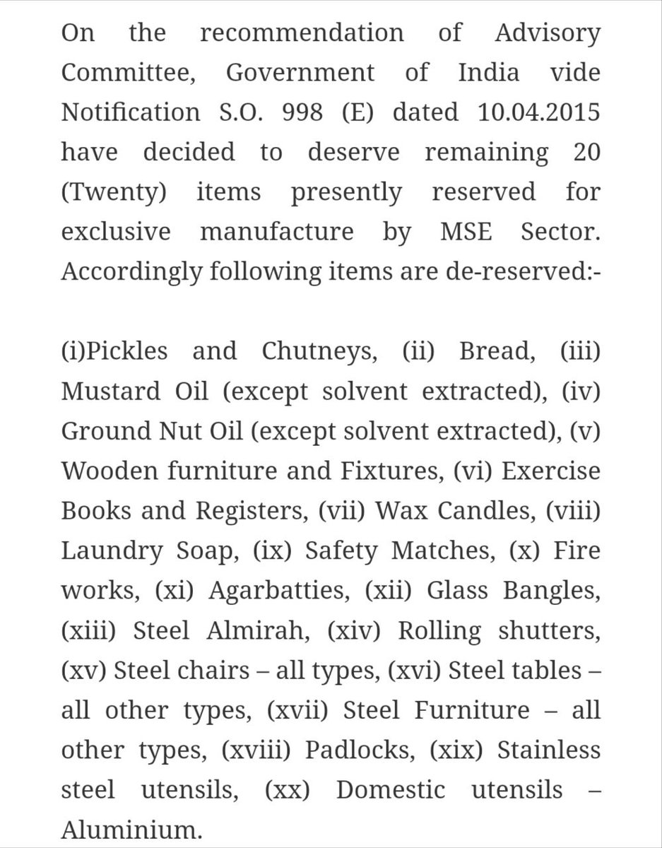 Until 2015 establishing mega factories for several products was banned in India to 'protect' MSME. Only in 2015 Mvdiji 'dereserved' all products and open the manufacturing for all. Is it surprising that Vietnam is exporting agarbatti to India?
 
pib.gov.in/newsite/PrintR…