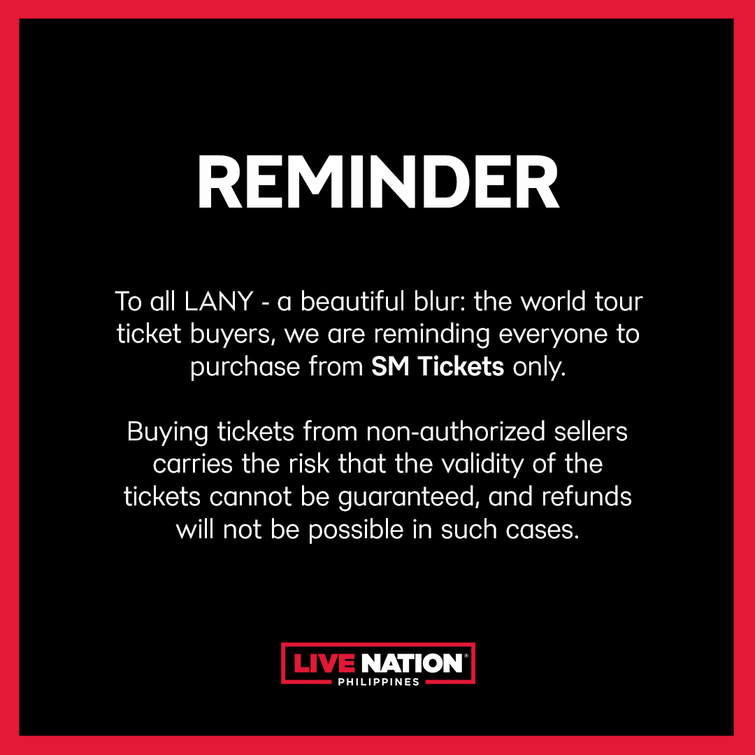 🚨 Attention LANY ticket buyers ⚠️ Beware of ticket resellers! Protect yourself by purchasing tickets from authorized vendors only. Let's ensure fair ticketing practices.