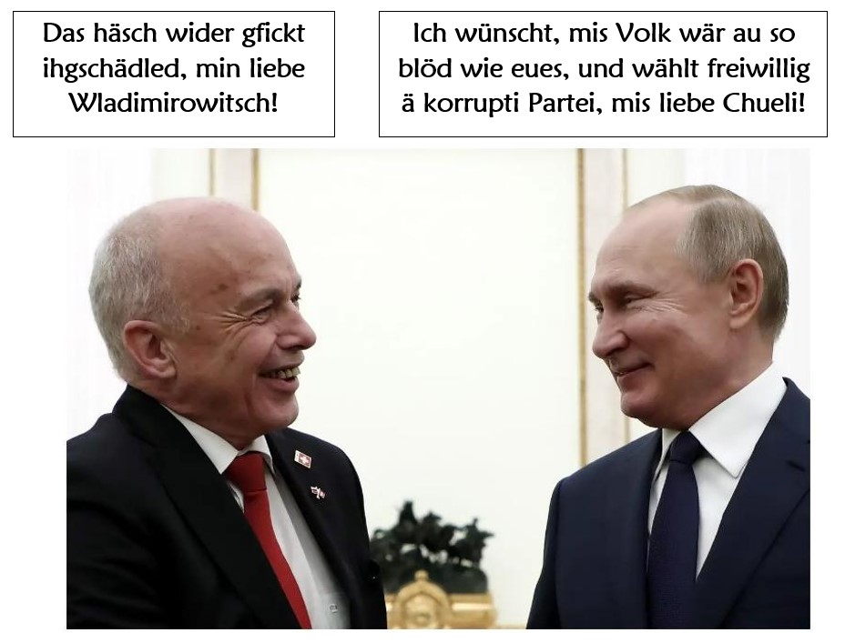 UnkrautMussWeg's tweet photo. Ueli kann ja seinem Corona Frust nicht immer freien Lauf lassen. Ein bisschen Abwechslung tut gut! Seele bambälä lah und die Bromance wieder aufleben lassen. #Putin #UeliMaurer #CoronaFrust https://t.co/MviSke3MK1