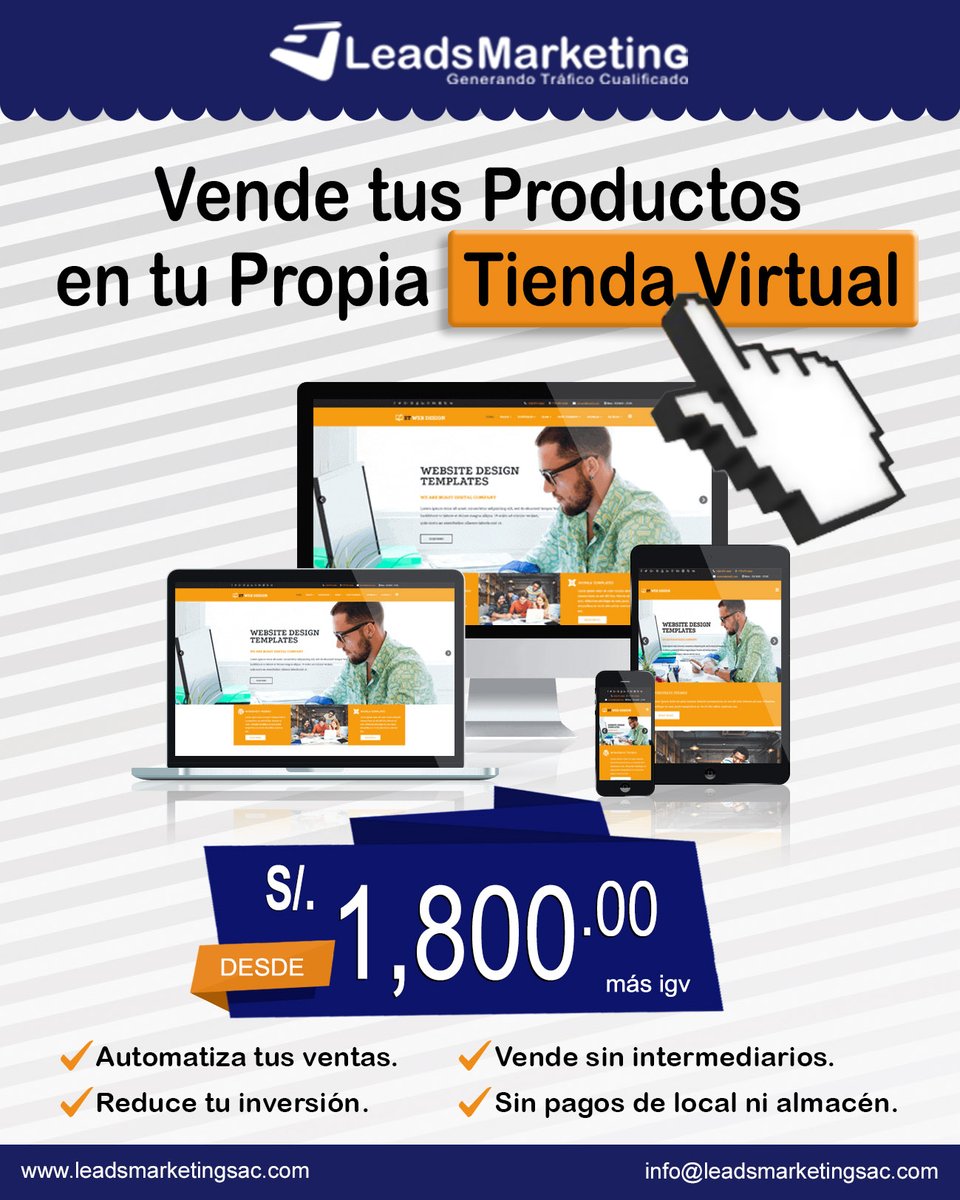 Tienda Online:

Administra tu negocio controlando el stock, el volumen de ventas, crea cupones, ofertas, base de datos de clientes y mucho más.

✔ Automatiza tus ventas. ✔ Vende sin intermediarios.
✔ Reduce tu inversión. ✔ Sin pagos de local ni almacén.