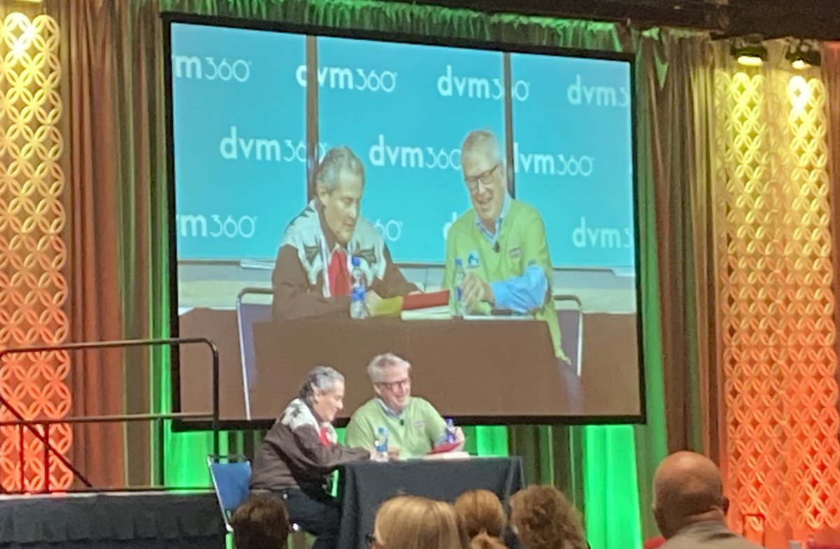 dvm360's tweet image. Drs Temple Grandin and Marty Becker discussed caring for the emotional wellbeing of animals and how to help limit fear in patients during veterinary care visits at #FetchCharlotte2024 #FearFree dvm360.com/view/practicin…