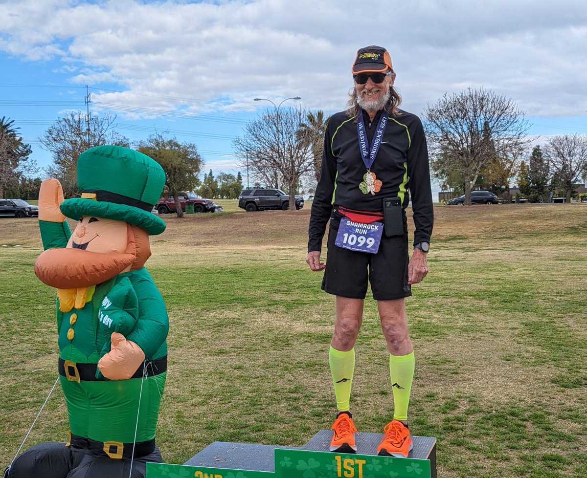 Ran a St. Patrick's Day 10k this morning. 1st place age group! Light rain at the start, which stopped when the race started