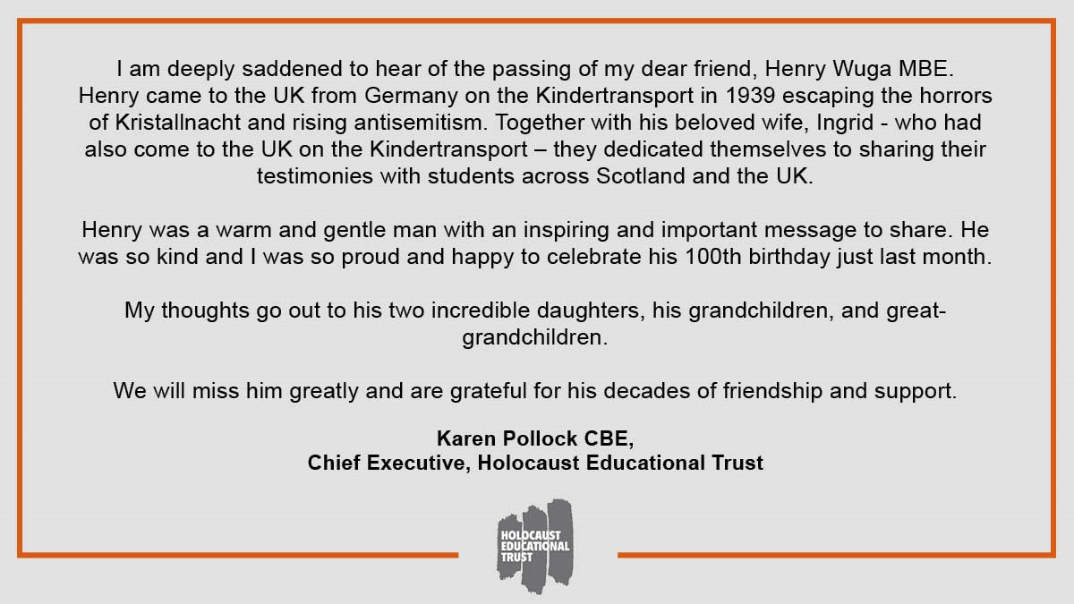 Thoughts from our Chief Executive <a href="/KarenPollock100/">Karen Pollock 🎗️</a> on the sad passing of Henry Wuga MBE.