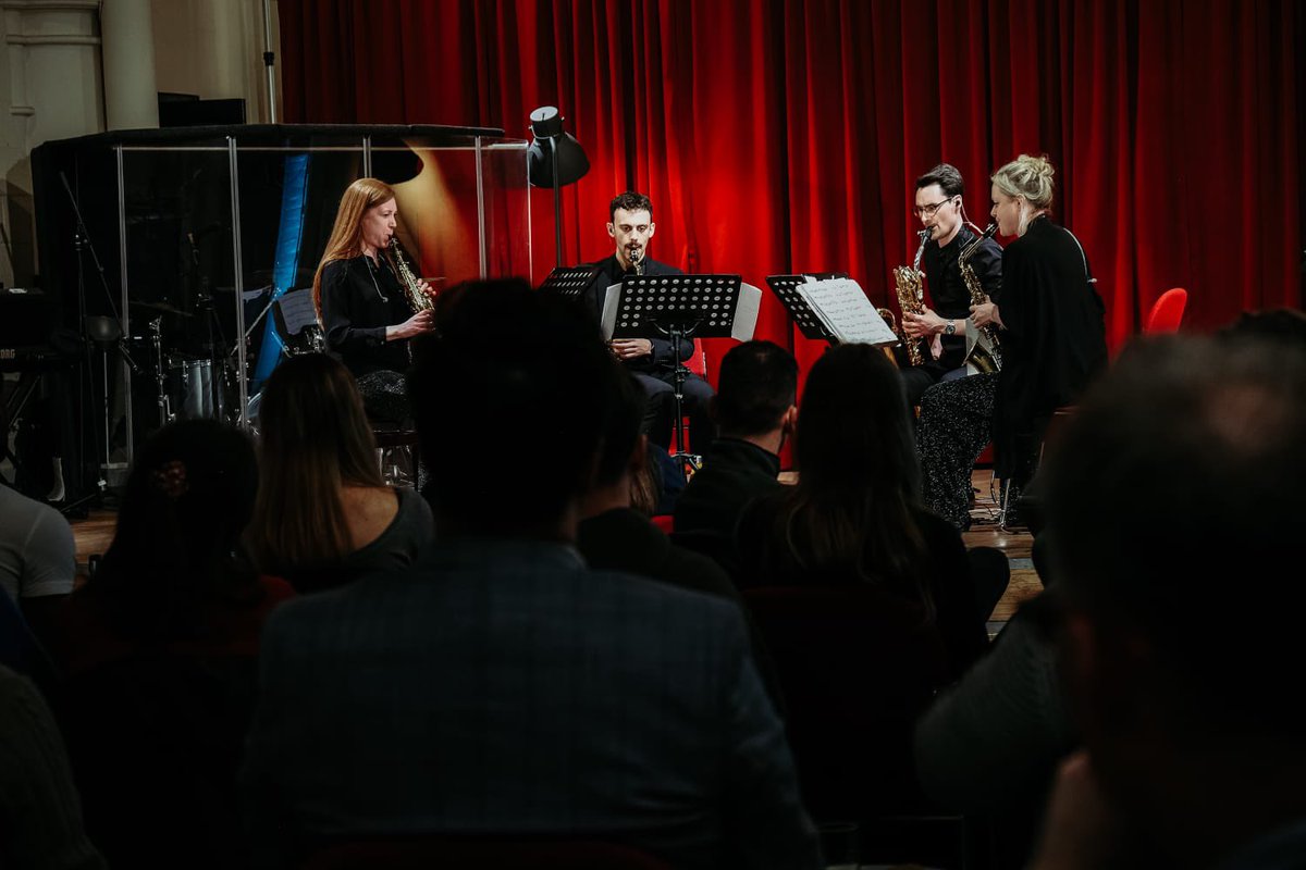LaeferQuartet's tweet photo. Overwhelmed with the support &amp; love from everyone who came to our ‘Strata’ launch last night ❤️

More soon but a huge thank you to all our wonderful helpers!

📸 Mikela Zerafa

#aboutlastnight #saxophone #saxophonequartet #newmusic #launch #album #strata #classicalsaxophone https://t.co/E5FXtwQ4Sf