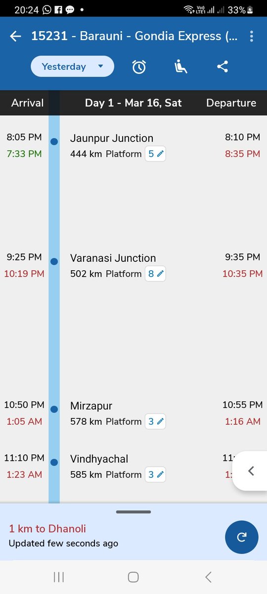 rajeshsinhacktd's tweet photo. @RailMinIndia @RailwaySeva  pnr6133298035  Tr 15231reached jaunpur half an ht before but yet to reach Varanasi, next stoppage 58 from Jaunpur.Why this stepmotherly treatment and purposeful delay on the part of railway?it is theusualsituation for this train. Mo 9450223137 https://t.co/aMRNkh2gds