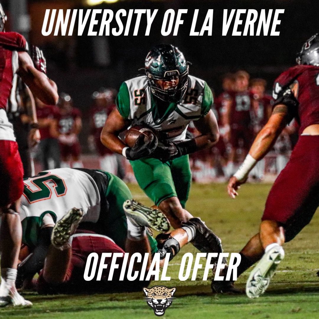 I am extremely blessed to receive an offer to Continue my athletic and academic career at the University of La Verne! #GoLeopards @VanceMillerAZ @mesqwildcatFB @ULV_Football