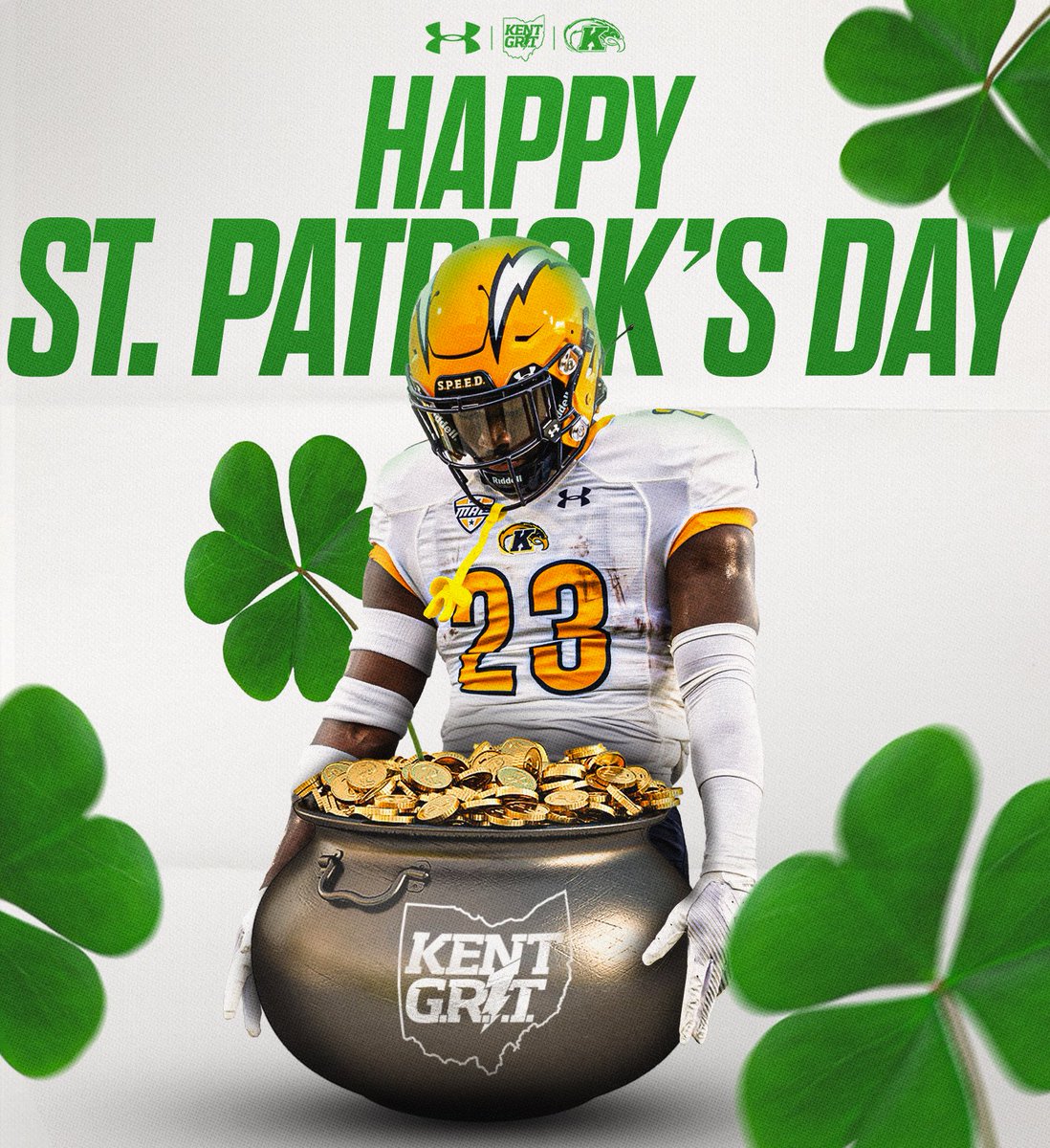 Happy St. Patrick’s Day from Kent State Football! 🍀 #KentGRIT⚡️ | #ALLIN