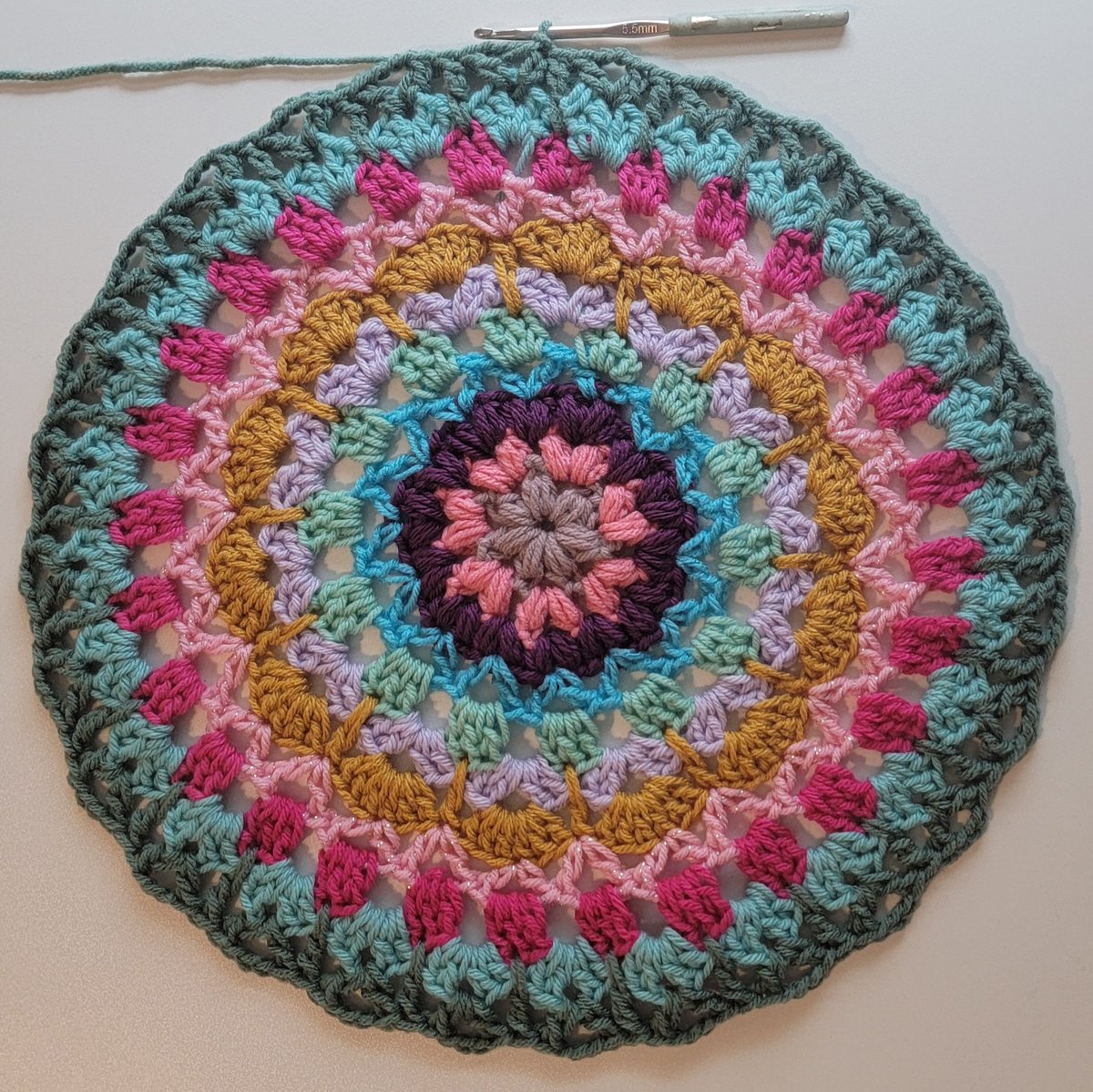 2024 Crochet Mood Blanket! Week 11, Row 11! I was sick all week. Was not fun. 😆🥺😒 #yarn #fiberartist #crocheters #crochet #crocheting #crocheted #crochetersofinstagram #fyptiktok #makers #crochetblanket #crochetcreations #instacrochet #moodblanket #crochetallthethings #crafts