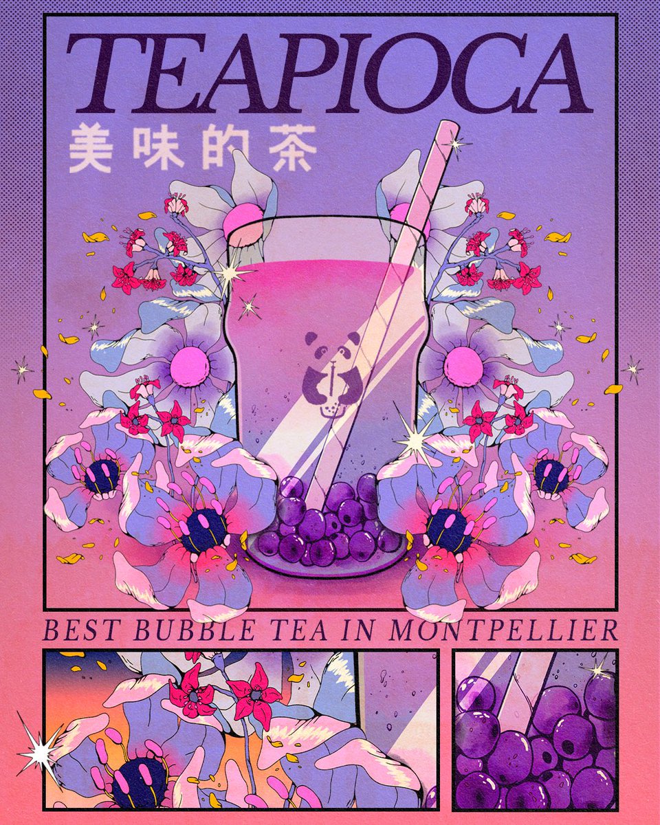 Une illu que j’ai fait pour Teapioca pour les remercier d’accueillir mon expo 💜🧋