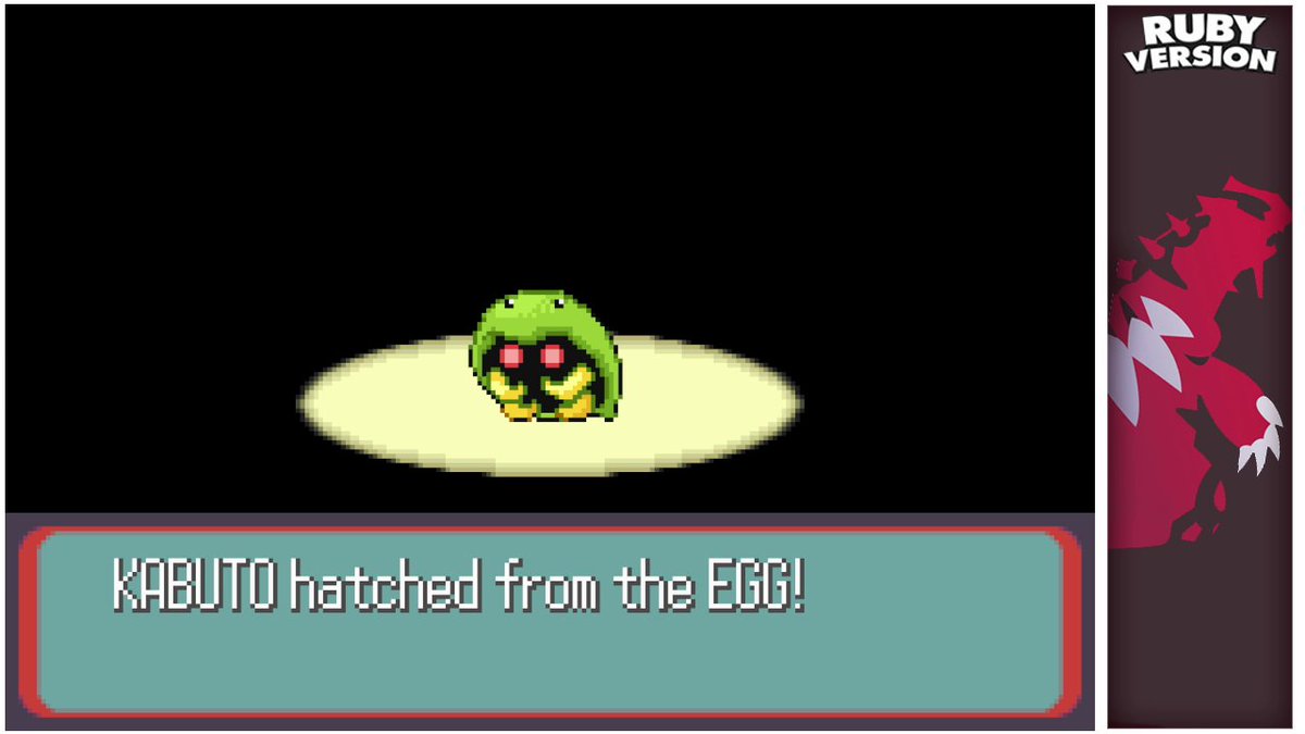 Shiny Kabuto after 2,808 eggs hatched in Ruby! ✨ Egg generated in Emerald. Finally got a Ruby/Sapphire hatch with these eggs. Female too! Keeping this as a Kabuto and will hunt another in Kanto for a future quest. (109/386 - Gen 3 Shiny Living Dex) 28% complete