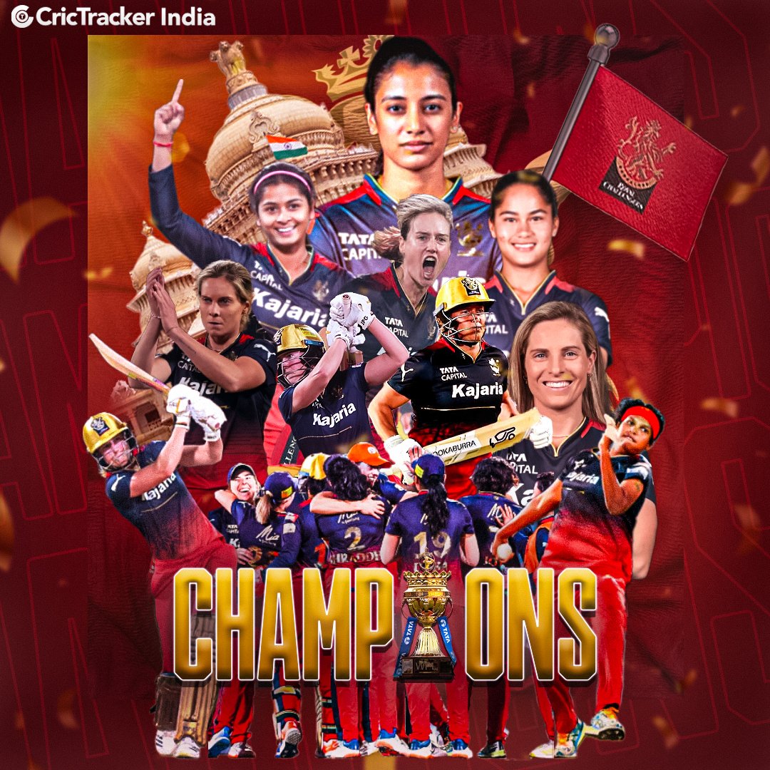 RabikulIslam15's tweet photo. #RCB have successfully chased down their first franchise league title! 
Maiden WPL title in just the 2nd season, @RCBTweets @wplt20 https://t.co/9GjWgi7xLn