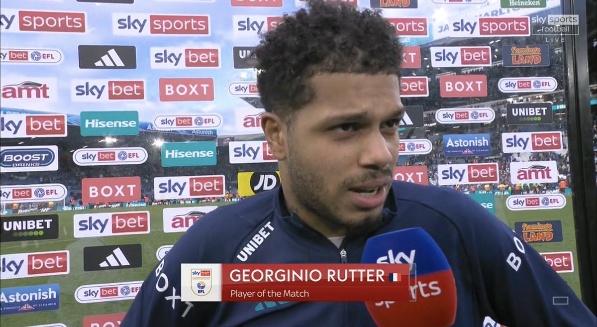 ⭐️ Player of the Match, @LUFC’s Georginio Rutter 58 touches, 12 in opposition box 4 shots, 1 on target 2 chances created, assists for both goals 15 assists this season - most in @SkyBetChamp 12th win in 13 League games in 2024 - Leeds go top