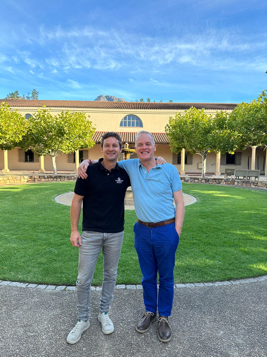 Today was truly special as our winemaker, Mark Le Roux, had the pleasure of hosting @timatkin at our Estate and guiding him through the wine selection. Cheers to a day filled with great company. #WaterfordEstate #TimAtkin #MasterofWin