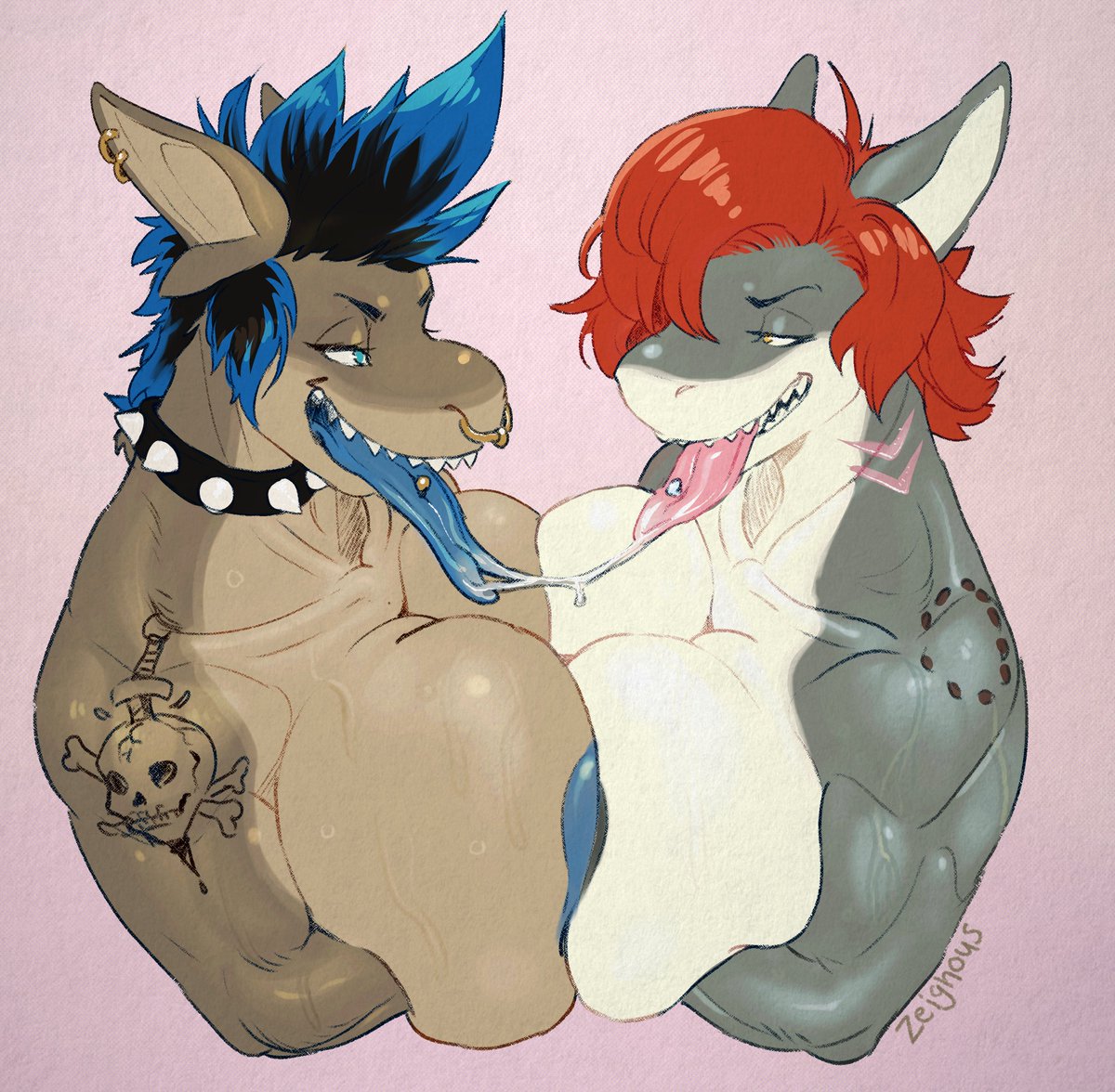 After drinking too much, Moxy and Tanya found themselves in a sloppy makout...