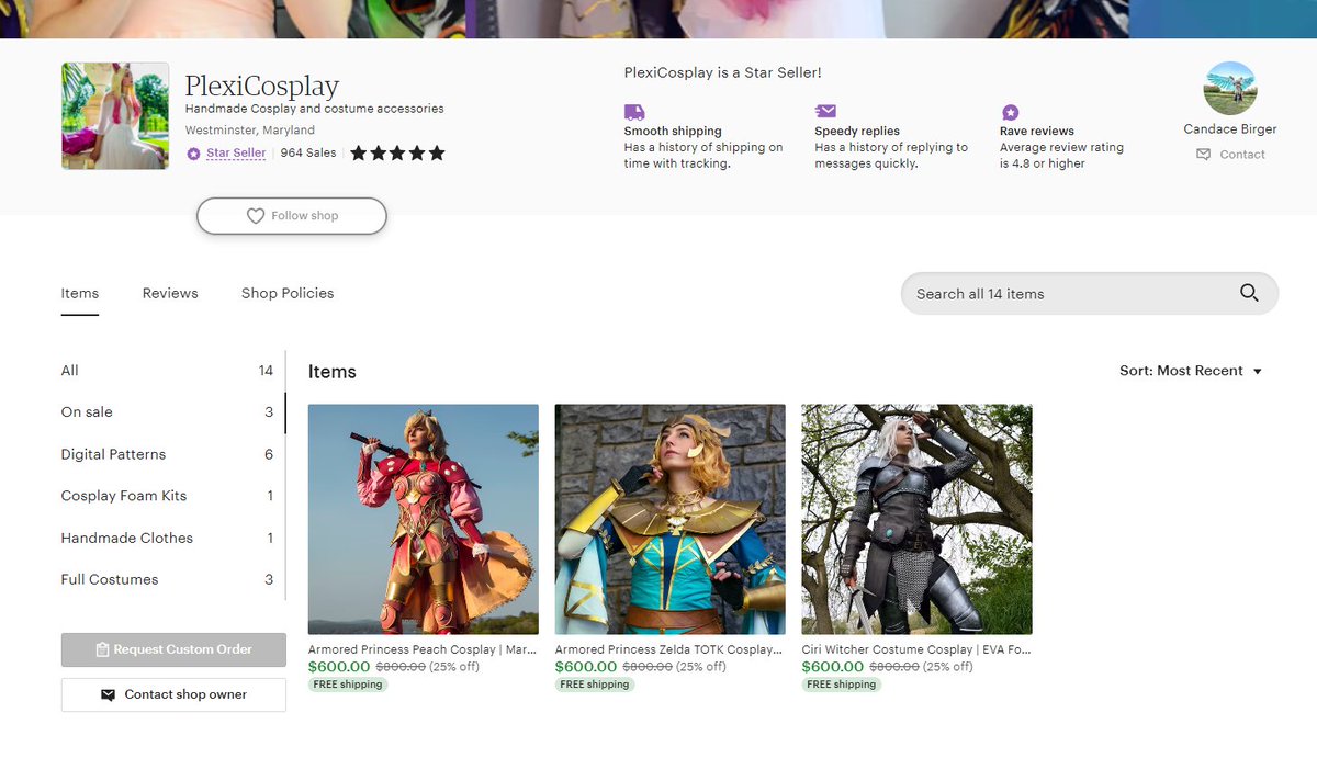 Setting discounted prices on all full costumes that are up on my shop: etsy.com/shop/plexicosp… #zelda #princesspeach #ciri #witcher