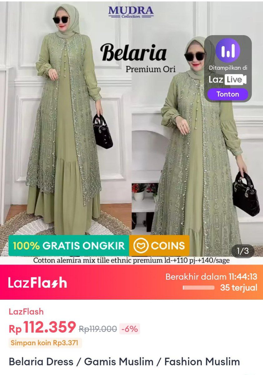 *[ LAZADA ]*
Belaria Dress / Gamis Muslim / Fashion Muslim  
racun.in/BV255