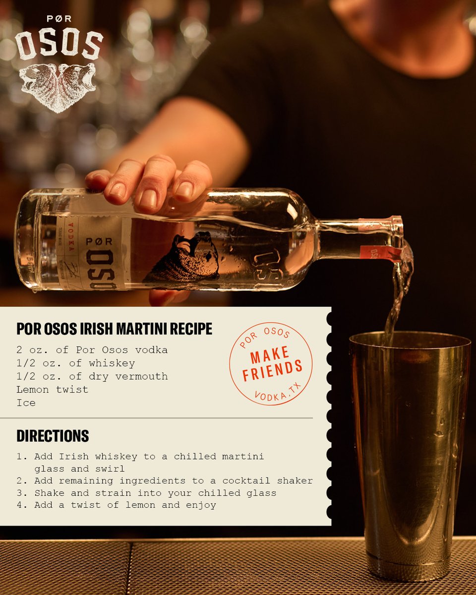 Wanna know the perfect way to celebrate St. Paddy's Day? You're in luck! 🍀 Grab a bottle of Por Osos for the perfect Irish martini. We are now available at @totalwine and Spec's stores in Texas. Find us while we are in stock and tag us. More locations coming soon! #IrishMartini