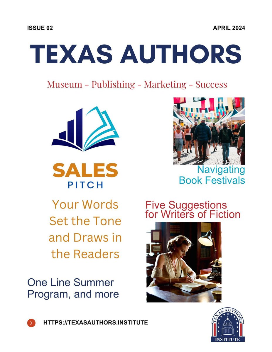We are pleased to announce the second issue of the #Texas #Authors #Magazine is available April 1st.  Enjoy valuable articles designed to help Texas Authors to #Succeed! Get your #FREE Copy by registering for our newsletter here: buff.ly/3uWxW8O