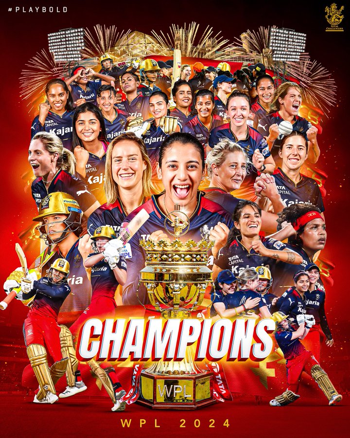 Royal Challenger’s Bangalore are Champions! 🏆🏏

The Smriti Mandhana-led team win their maiden Women’s Premier League, defeating Delhi Capitals 

#RCB #RCBvsDC #DCvsRCB #WPLFinal #CricketWithHT