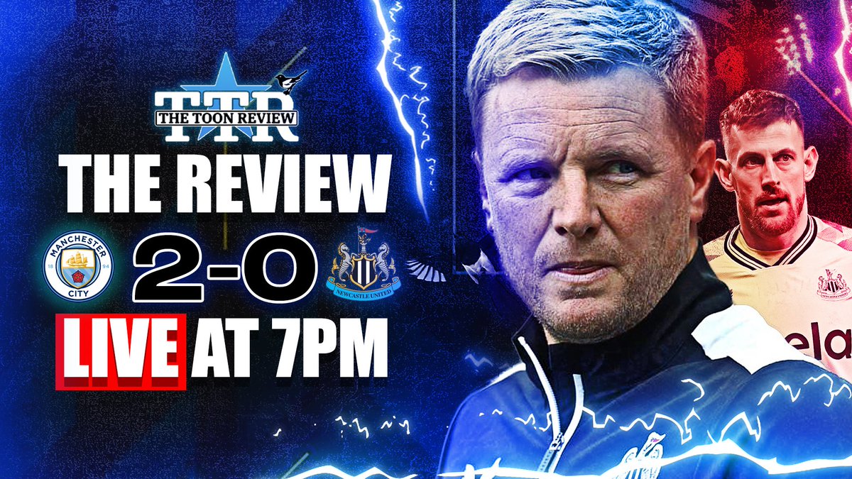 📢 Tonight at 7pm Live on The Toon Review YouTube channel. ⬇️ 🏟️ Manchester City 2 Newcastle United 0 | The Review 👥 Join Paul, Sam, @ToonReviewStato & @billytray as they take a deep dive into yesterdays defeat and give you their player ratings. ⏰ See you there! #NUFC