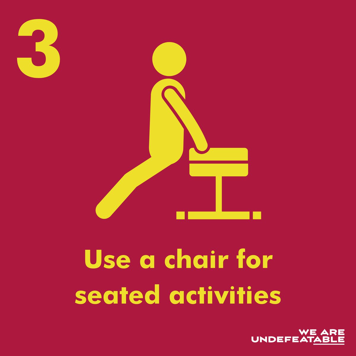 Getting active at home doesn't mean you need fancy equipment. Why not try using these household items when getting moving at home? 👉 Towels can make a great resistance band 👉 Turn the cans in your cupboard into weights 👉 Use a chair for seated activities