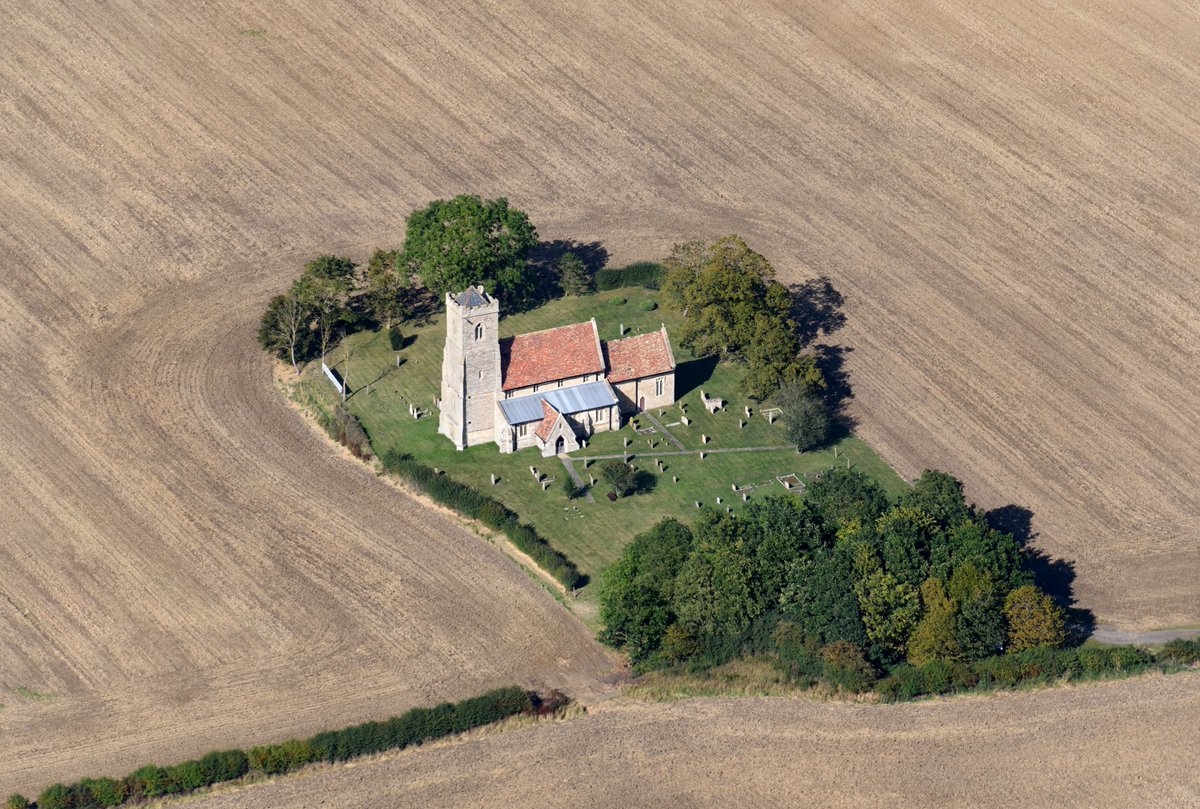 Woodwalton aerial image: St Andrew's Church. Redundant Anglican church in Cambridgeshire under the care of the Friends of Friendless Churches charity #Woodwalton #Church #aerial #image #Cambridgeshire #aerialphotography