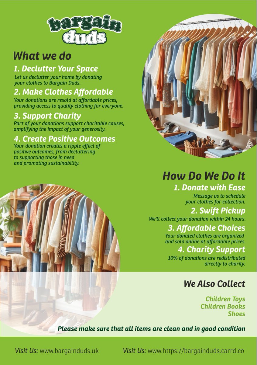 bargainduds's tweet image. Bargain Duds Mission 1. Declutter Your Space. 2. Make Clothes Affordable 3. Support Charity 4. Create Positive Outcomes #DeclutterForGood #AffordableThreads #TyneWearSupport #NorthEastKindness #GeordieGiving #HelpingHandsNE #DonateNewcastle #ClearOutToGiveBack #ClothesWithCause