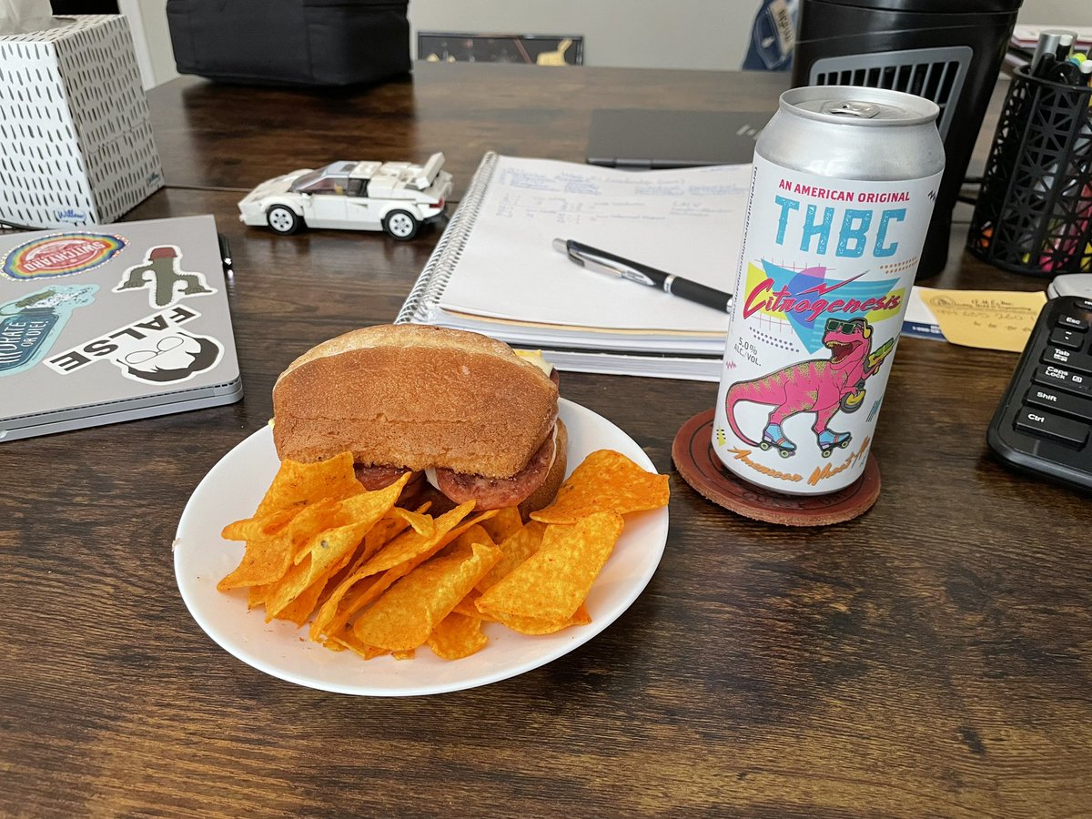 JoshIngram87's tweet photo. Sunday lunch breaks are the best lunch breaks!

Today’s menu consists of a fried Spam sandwich and nacho cheese Doritos paired with a Terre Haute Brewing Company Citragenesis. 🤌 https://t.co/mgiLINrjMc